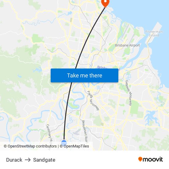 Durack to Sandgate map