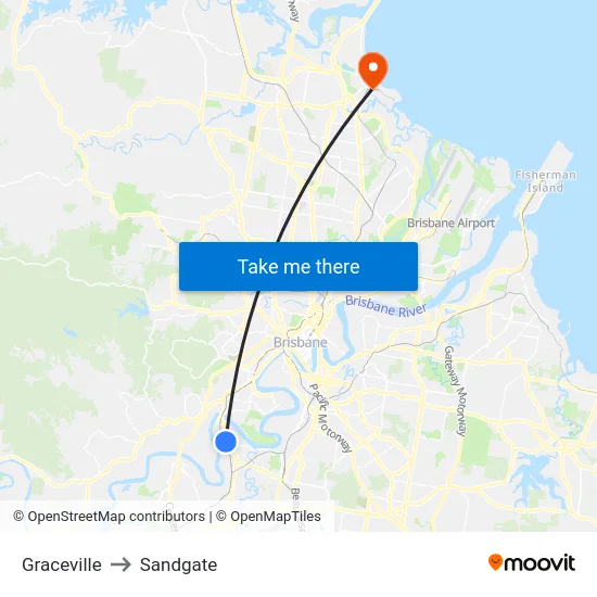 Graceville to Sandgate map