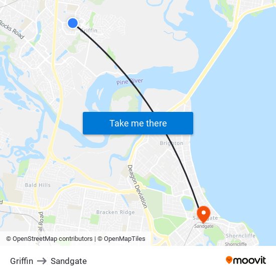 Griffin to Sandgate map