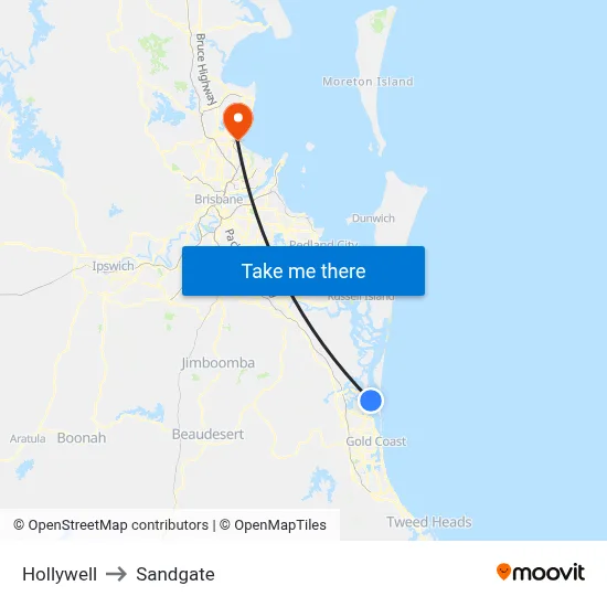 Hollywell to Sandgate map