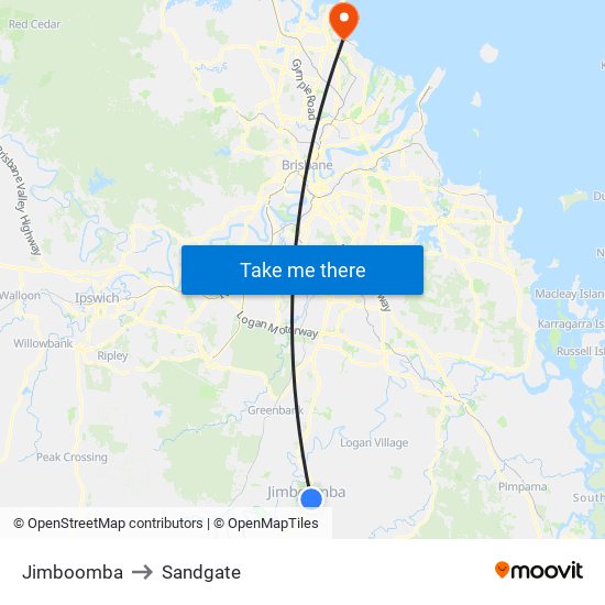 Jimboomba to Sandgate map
