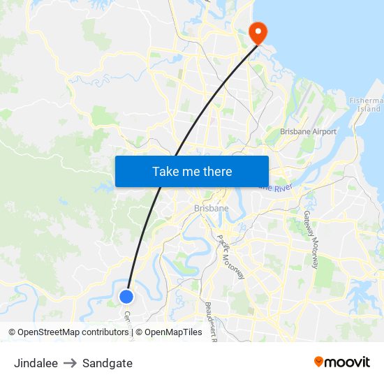 Jindalee to Sandgate map