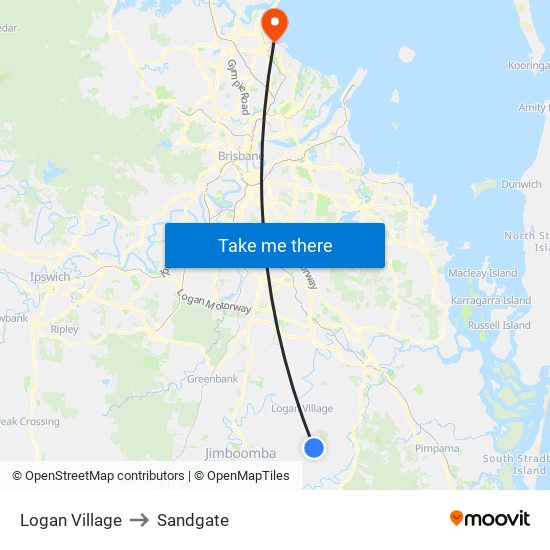 Logan Village to Sandgate map
