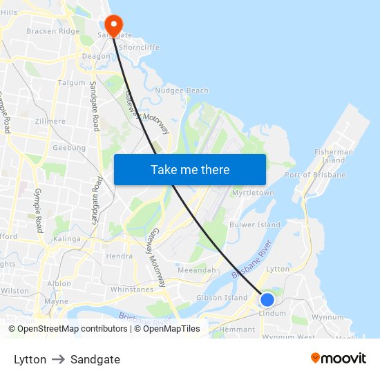 Lytton to Sandgate map