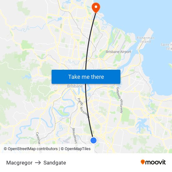 Macgregor to Sandgate map
