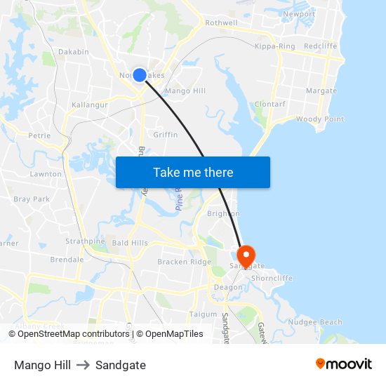 Mango Hill to Sandgate map