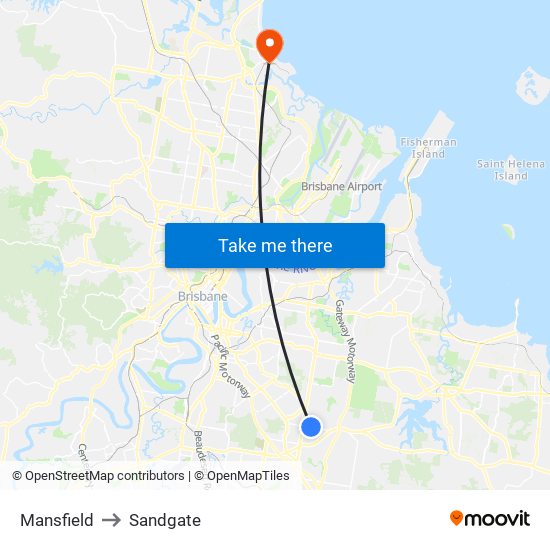Mansfield to Sandgate map