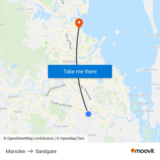 Marsden to Sandgate map