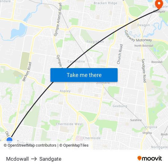 Mcdowall to Sandgate map