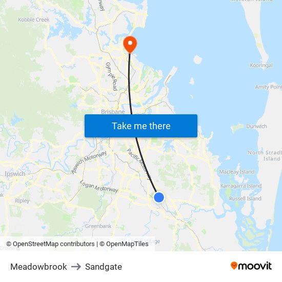 Meadowbrook to Sandgate map