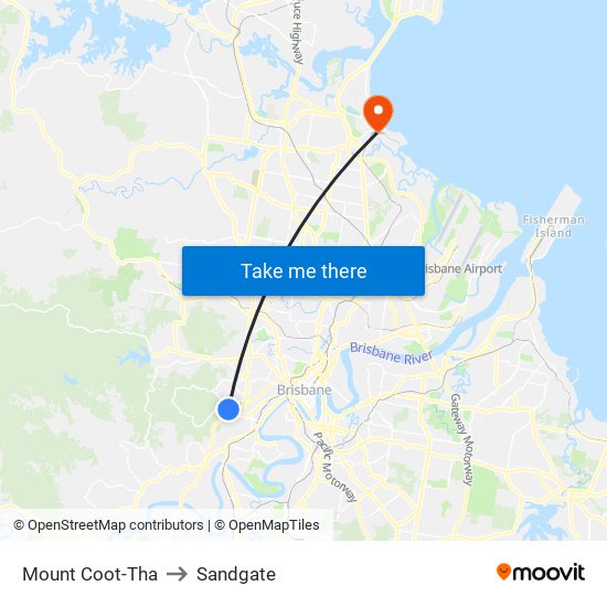 Mount Coot-Tha to Sandgate map