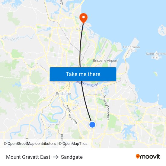 Mount Gravatt East to Sandgate map