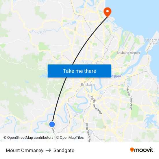 Mount Ommaney to Sandgate map