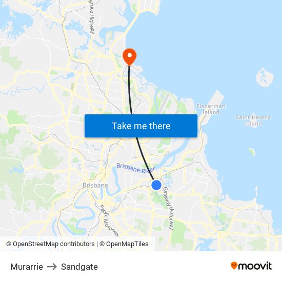 Murarrie to Sandgate map