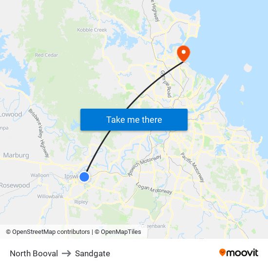 North Booval to Sandgate map