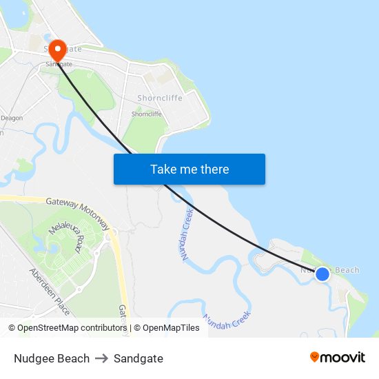 Nudgee Beach to Sandgate map