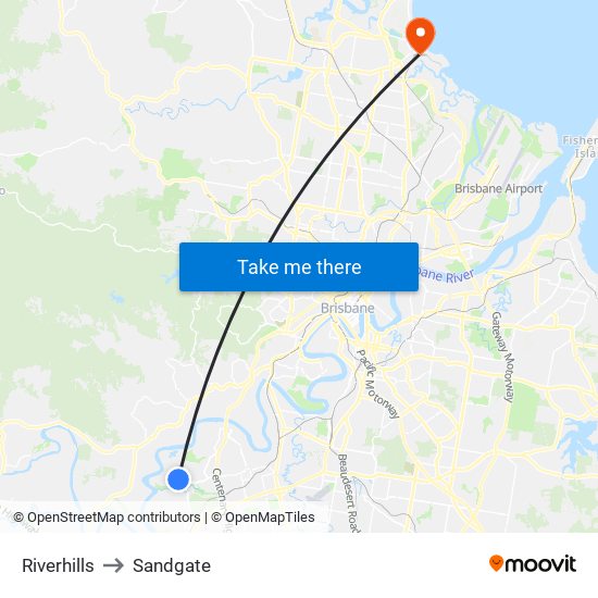 Riverhills to Sandgate map