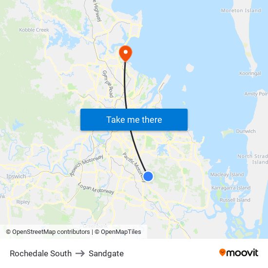 Rochedale South to Sandgate map