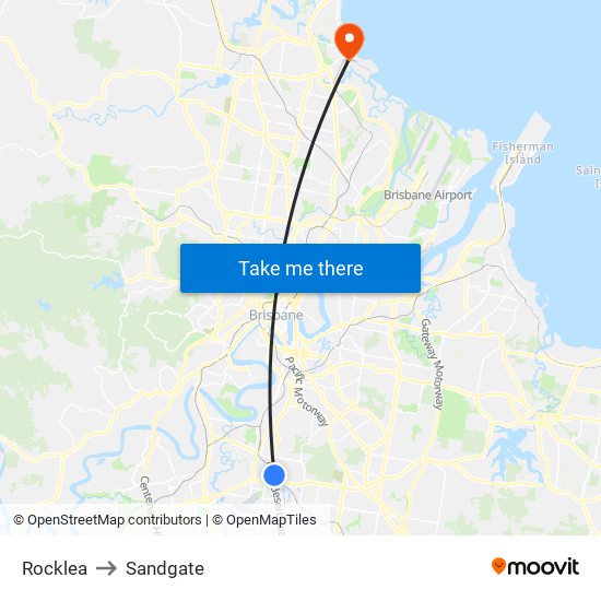 Rocklea to Sandgate map