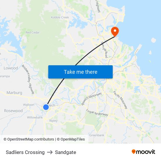 Sadliers Crossing to Sandgate map