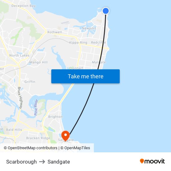 Scarborough to Sandgate map
