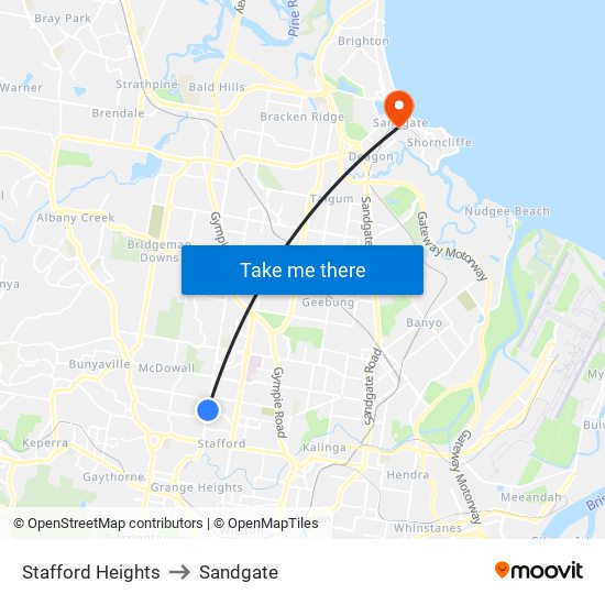Stafford Heights to Sandgate map