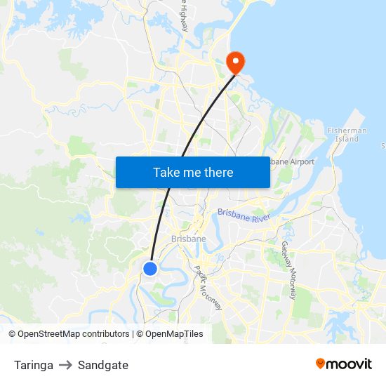 Taringa to Sandgate map