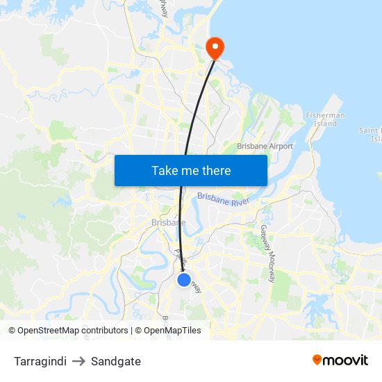 Tarragindi to Sandgate map