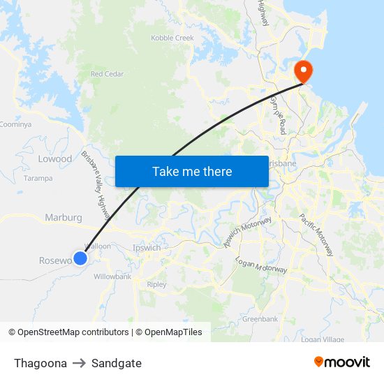 Thagoona to Sandgate map