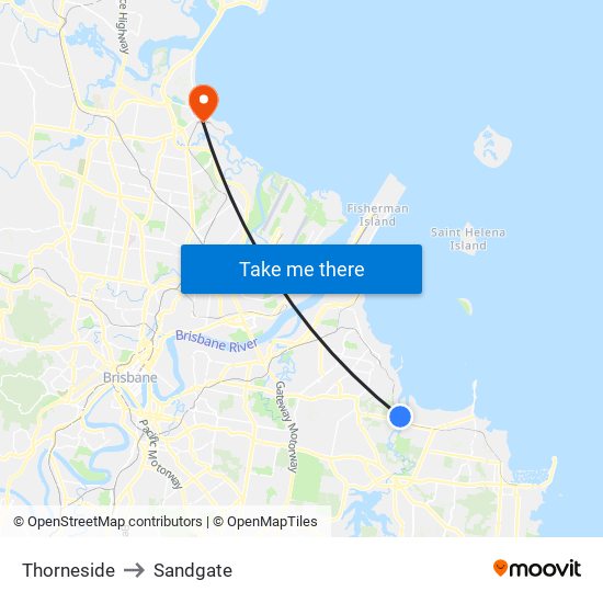 Thorneside to Sandgate map
