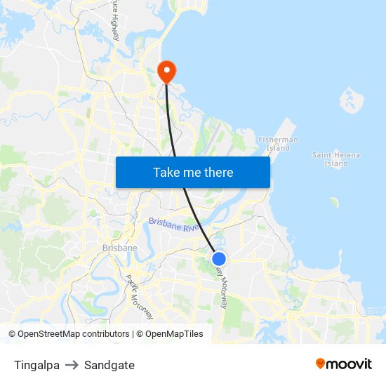 Tingalpa to Sandgate map
