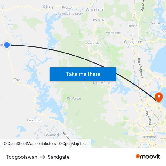 Toogoolawah to Sandgate map