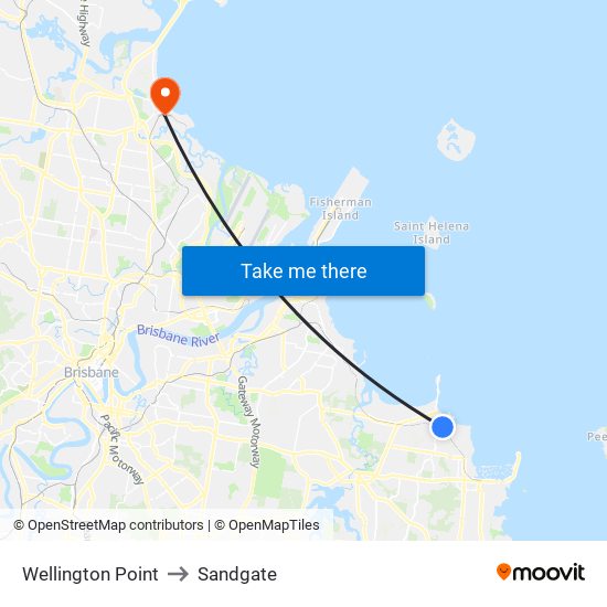 Wellington Point to Sandgate map