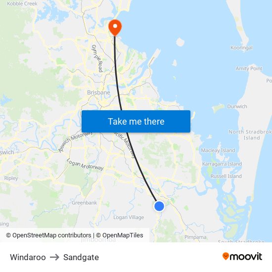 Windaroo to Sandgate map