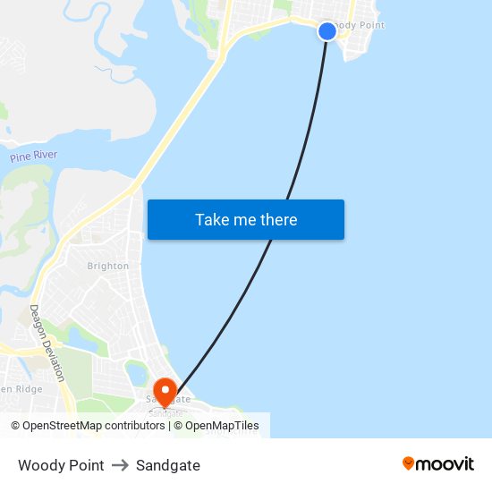 Woody Point to Sandgate map
