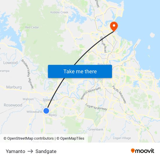 Yamanto to Sandgate map