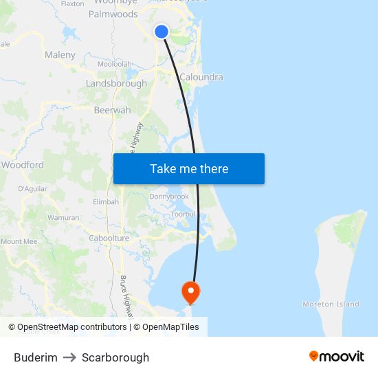 Buderim to Scarborough map