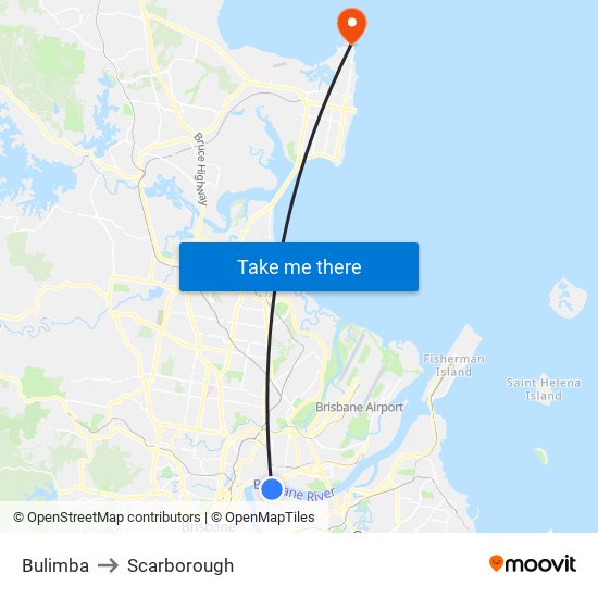 Bulimba to Scarborough map