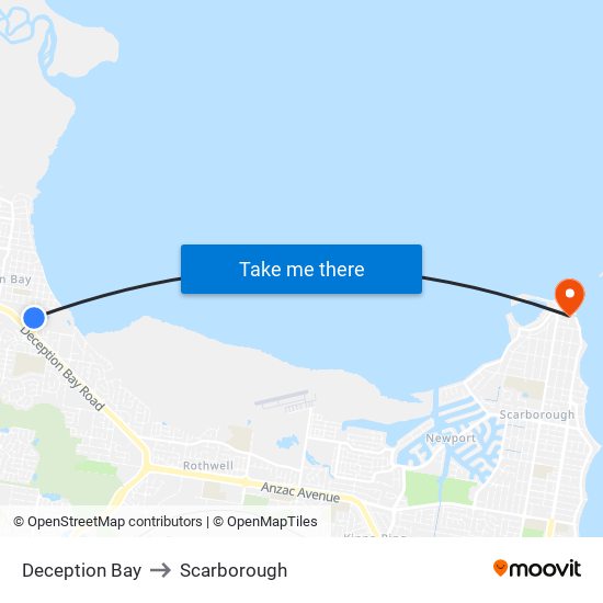 Deception Bay to Scarborough map