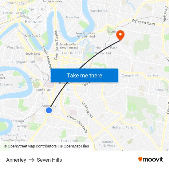 Annerley to Seven Hills map