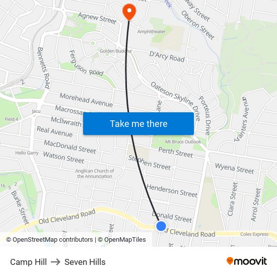 Camp Hill to Seven Hills map