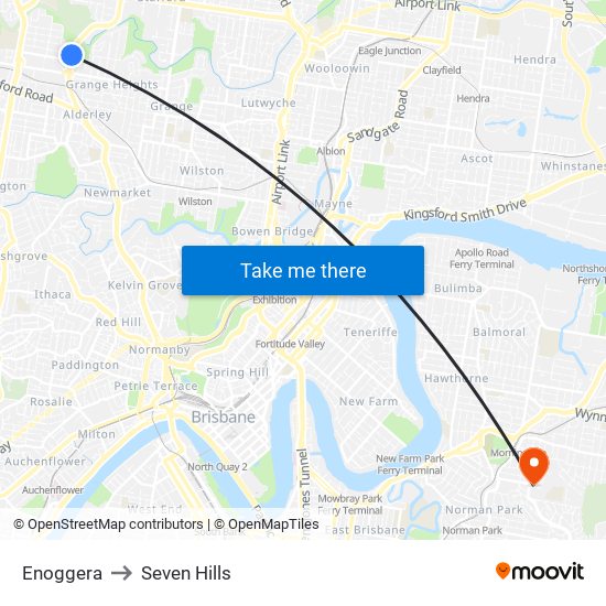 Enoggera to Seven Hills map