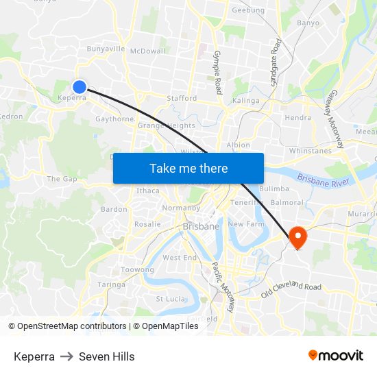 Keperra to Seven Hills map