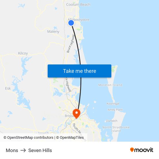 Mons to Seven Hills map