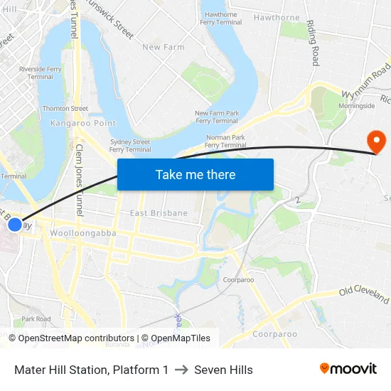 Mater Hill Station, Platform 1 to Seven Hills map