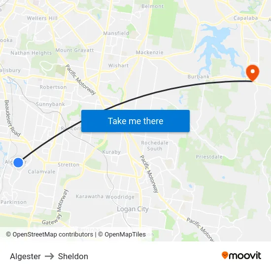 Algester to Sheldon map
