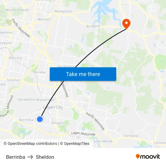 Berrinba to Sheldon map