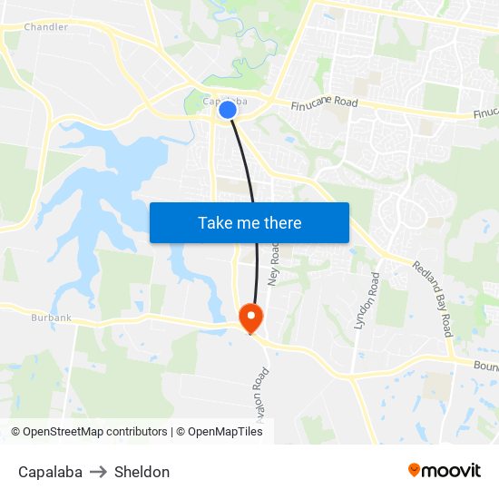 Capalaba to Sheldon map