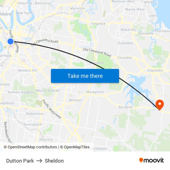 Dutton Park to Sheldon map