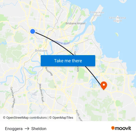 Enoggera to Sheldon map